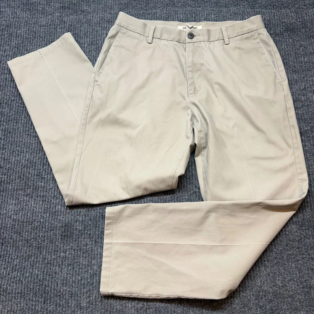 Goodthreads Mens 33x29 Khaki Beige Straight Fit Chino Pants Casual Trousers
